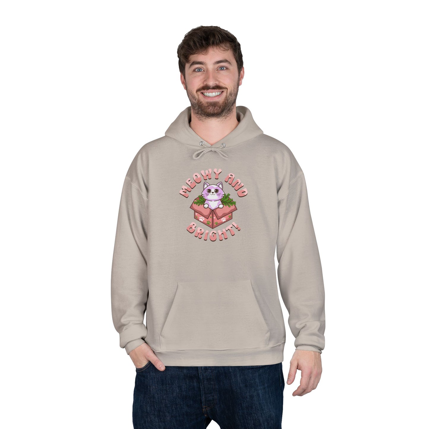 Meowy and Bright Eco-Friendly Pullover Hoodie - Cute Cat Design