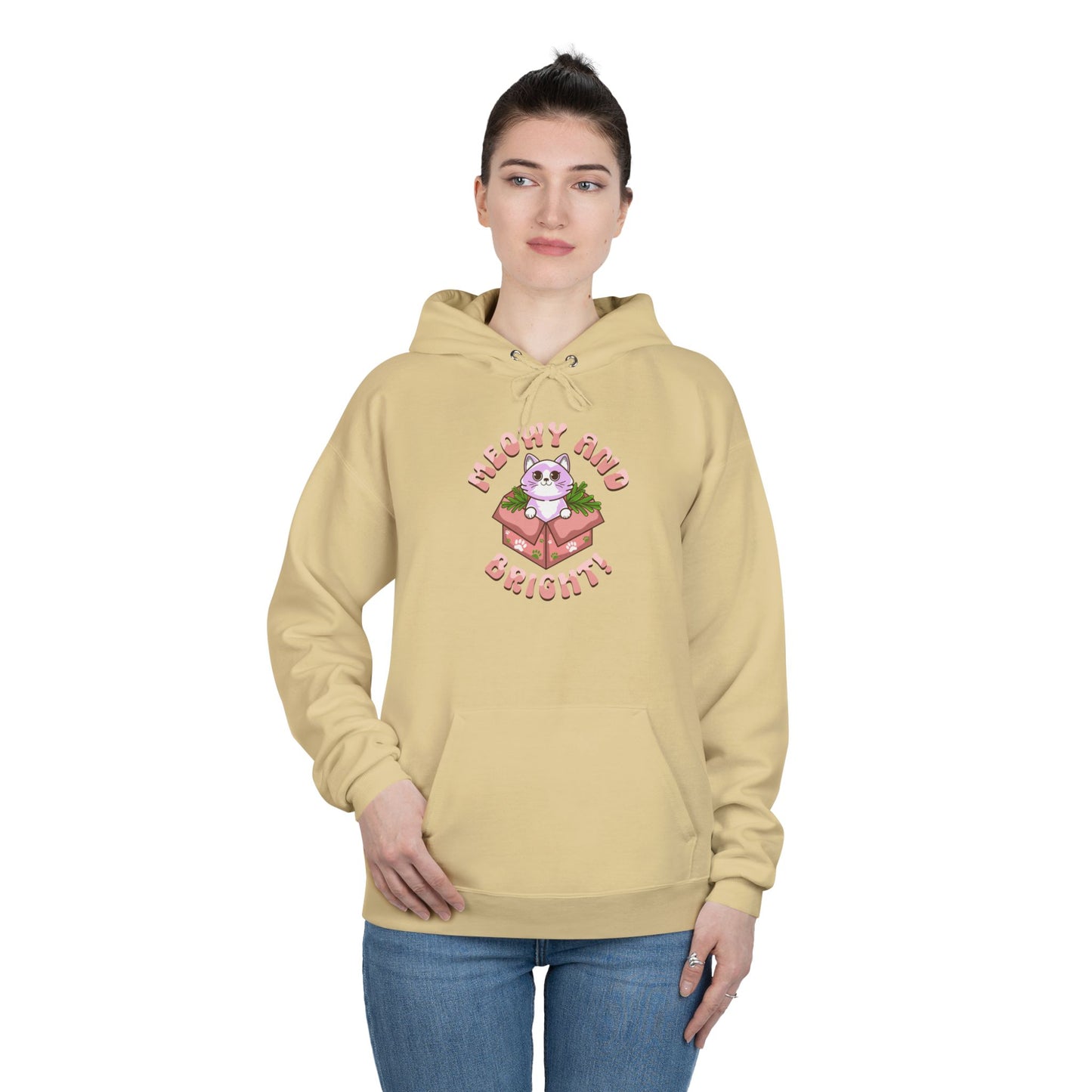 Meowy and Bright Eco-Friendly Pullover Hoodie - Cute Cat Design