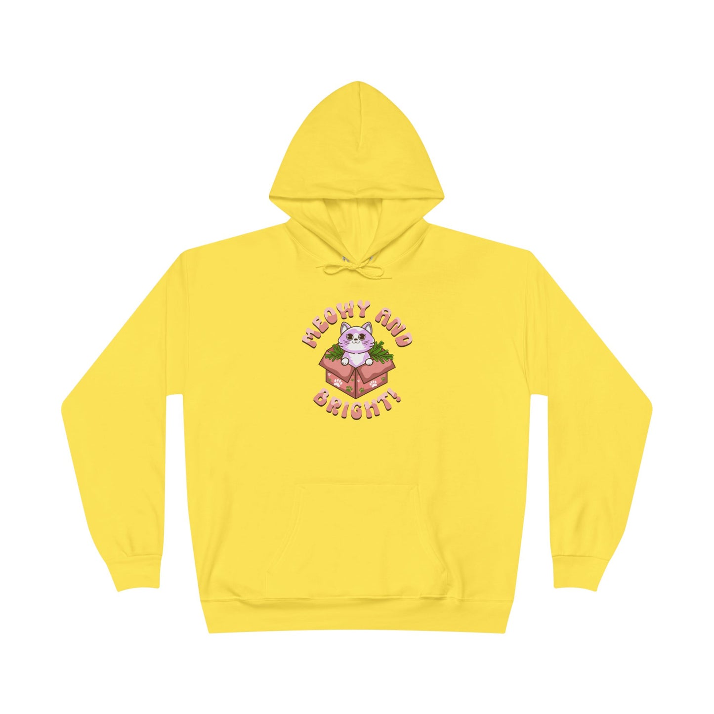 Meowy and Bright Eco-Friendly Pullover Hoodie - Cute Cat Design