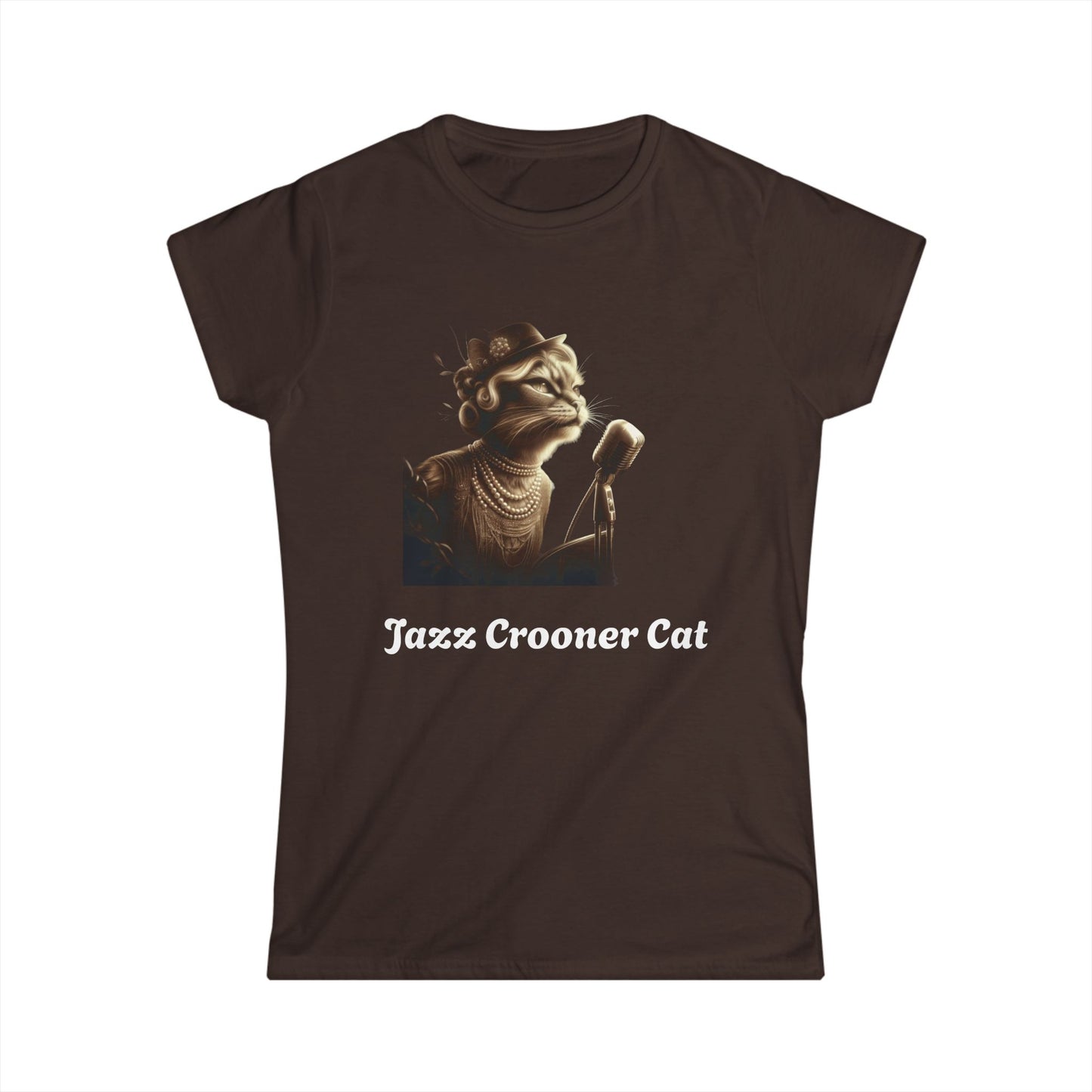 Jazz Crooner Cat Women's Softstyle Tee