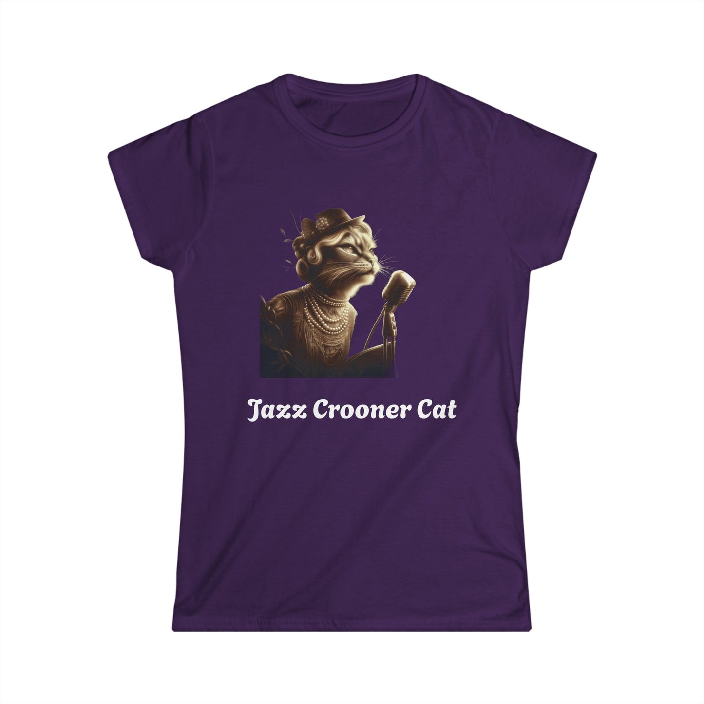 Jazz Crooner Cat Women's Softstyle Tee