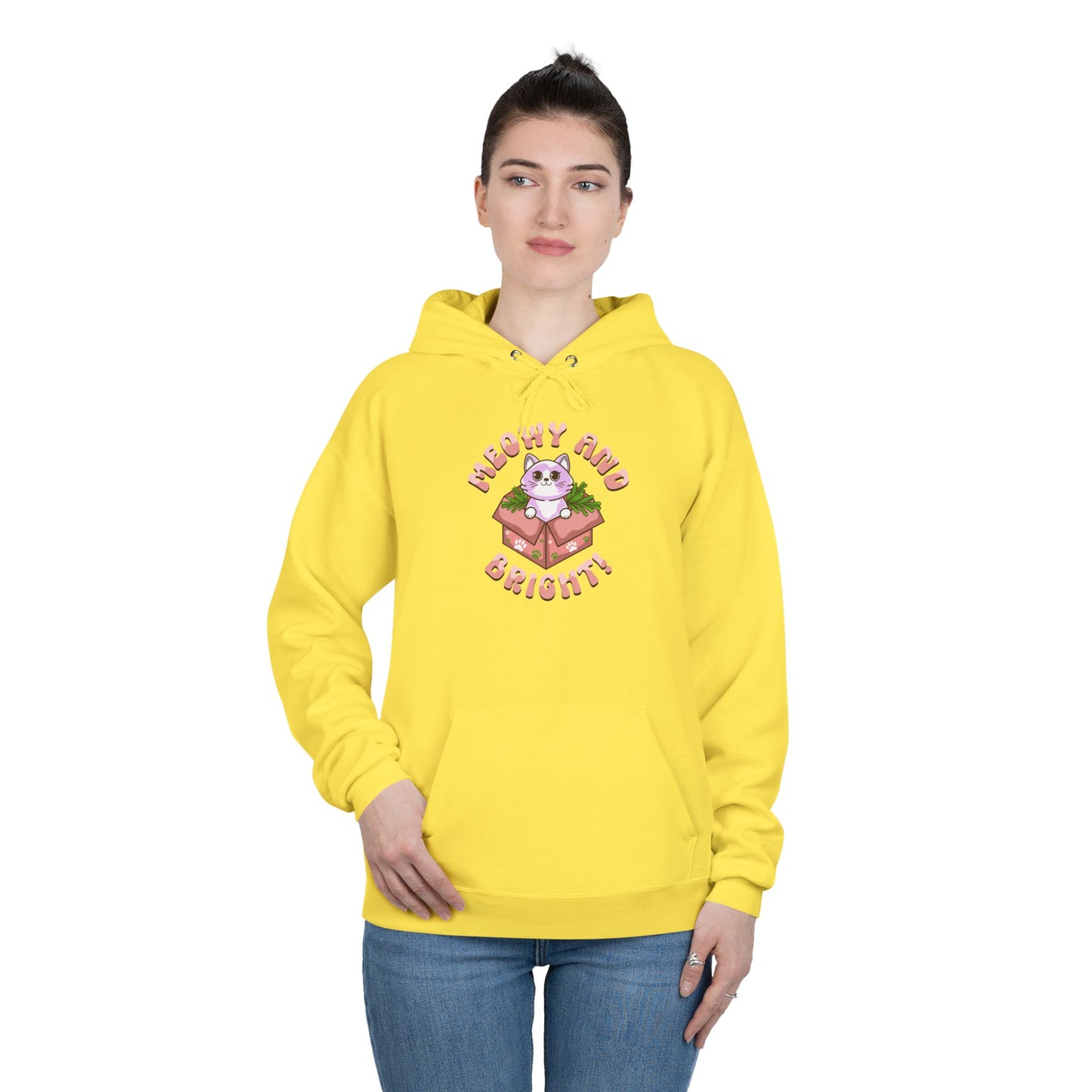 Meowy and Bright Eco-Friendly Pullover Hoodie - Cute Cat Design