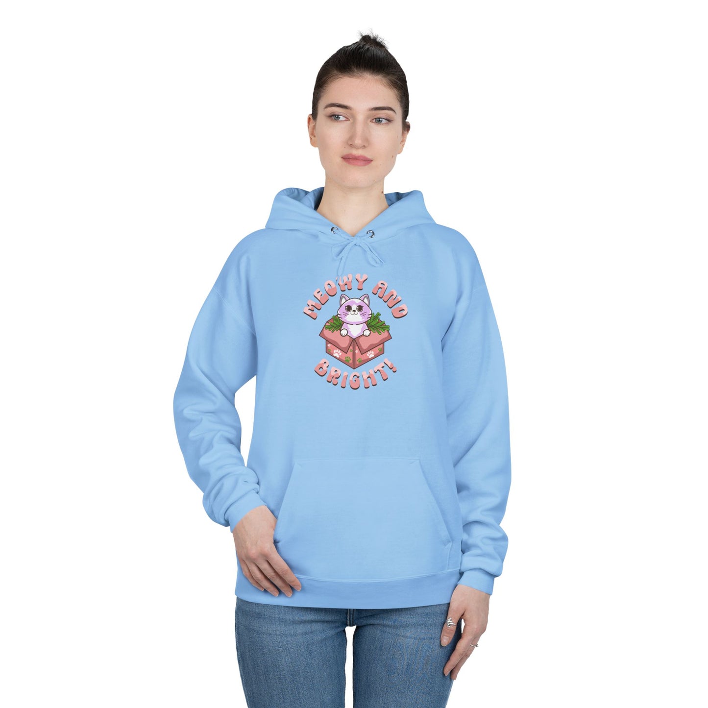 Meowy and Bright Eco-Friendly Pullover Hoodie - Cute Cat Design