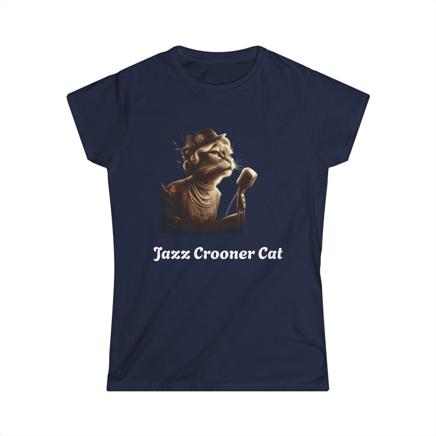 Jazz Crooner Cat Women's Softstyle Tee