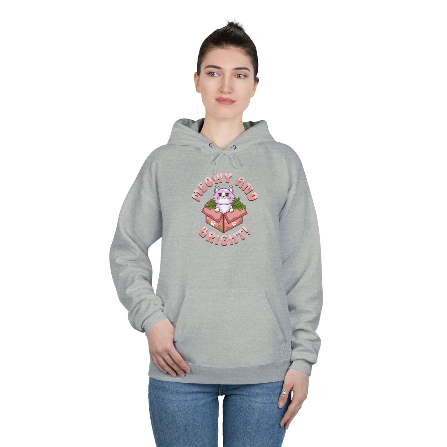 Meowy and Bright Eco-Friendly Pullover Hoodie - Cute Cat Design