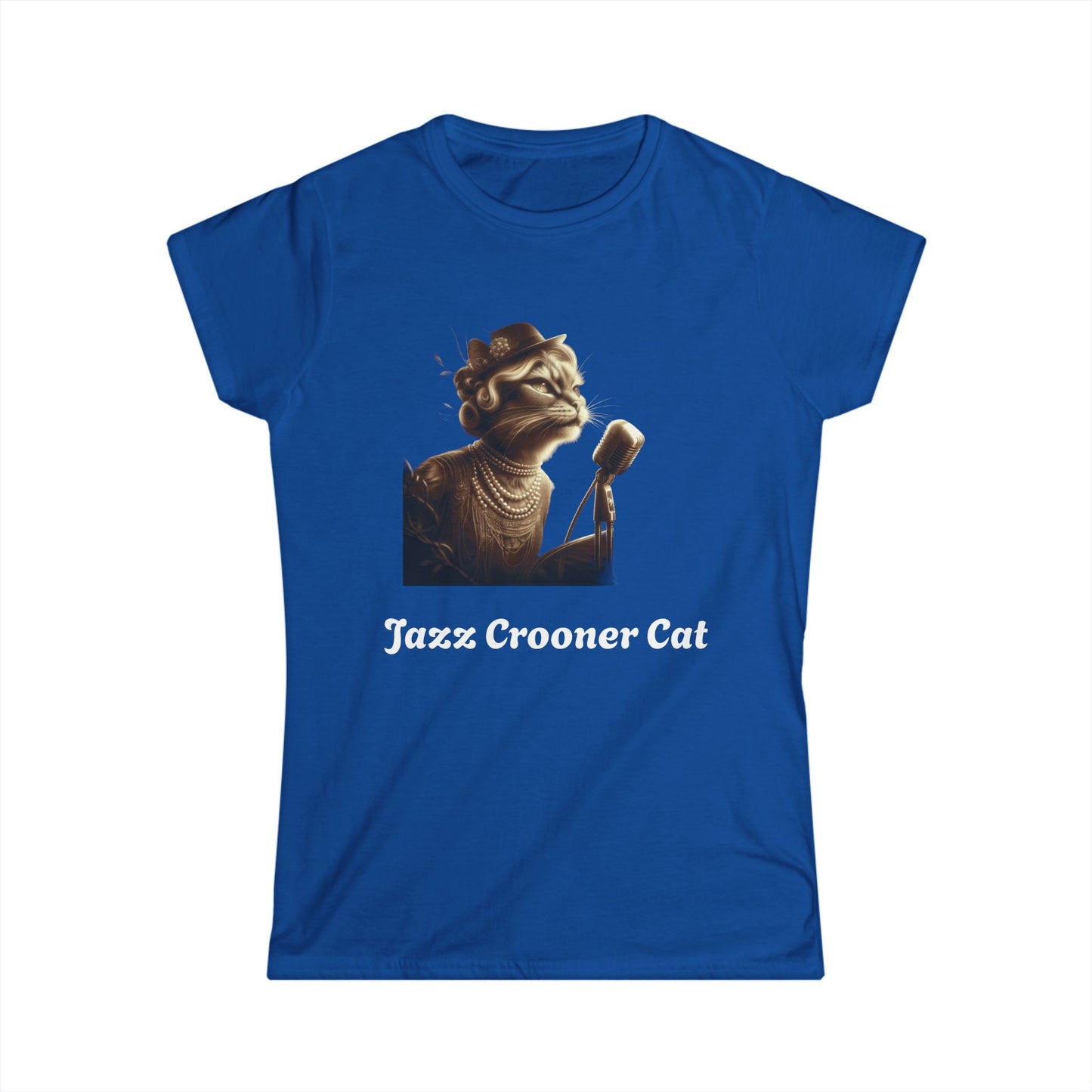 Jazz Crooner Cat Women's Softstyle Tee