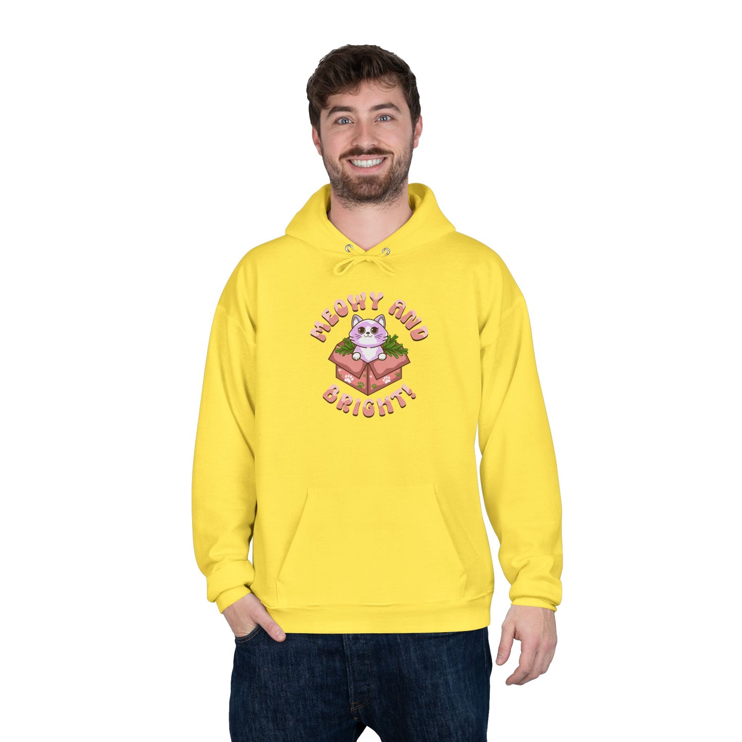 Meowy and Bright Eco-Friendly Pullover Hoodie - Cute Cat Design