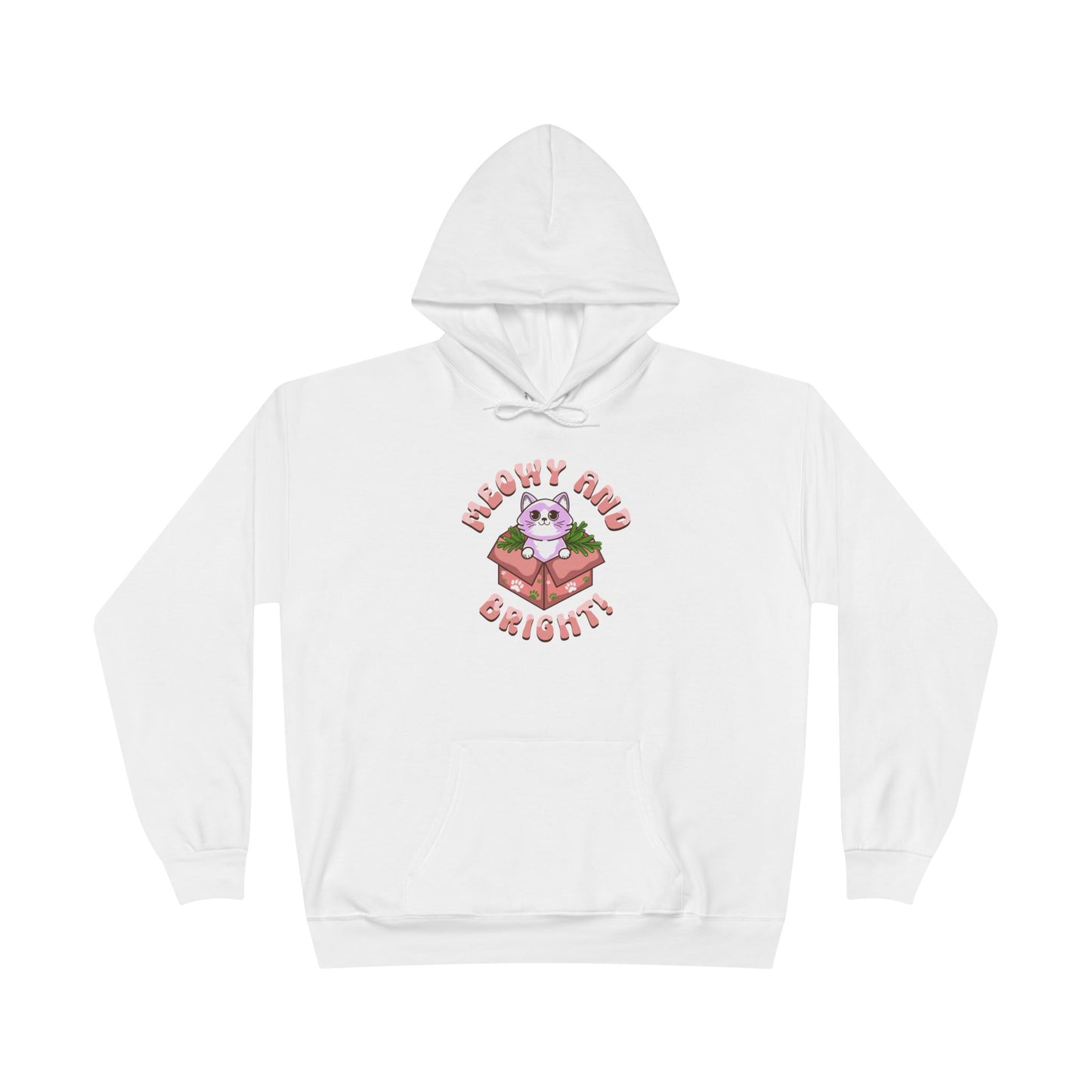 Meowy and Bright Eco-Friendly Pullover Hoodie - Cute Cat Design