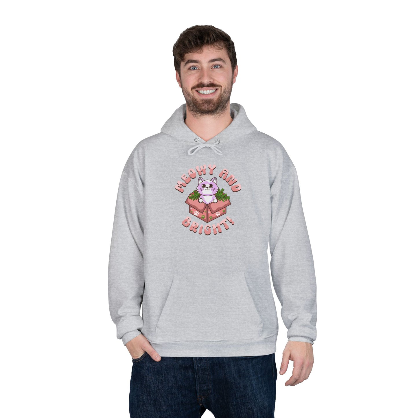 Meowy and Bright Eco-Friendly Pullover Hoodie - Cute Cat Design