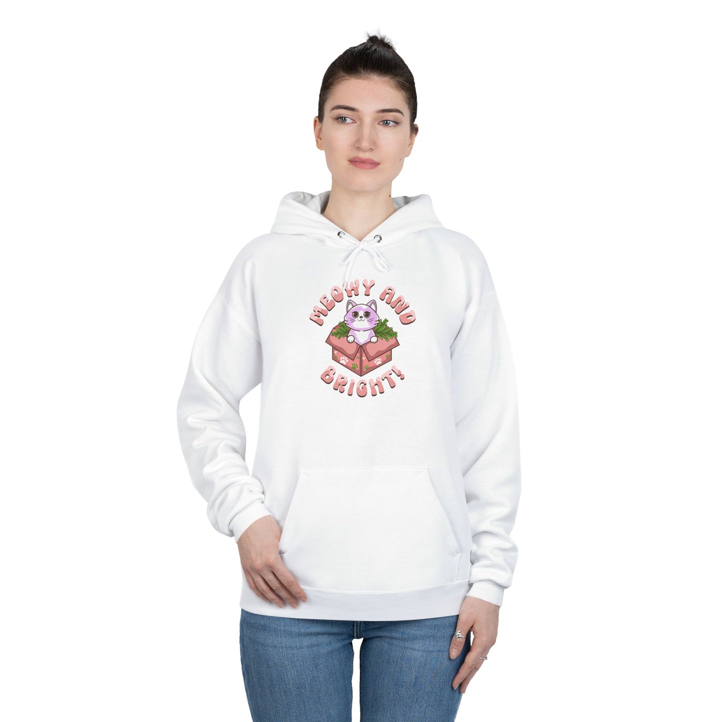 Meowy and Bright Eco-Friendly Pullover Hoodie - Cute Cat Design