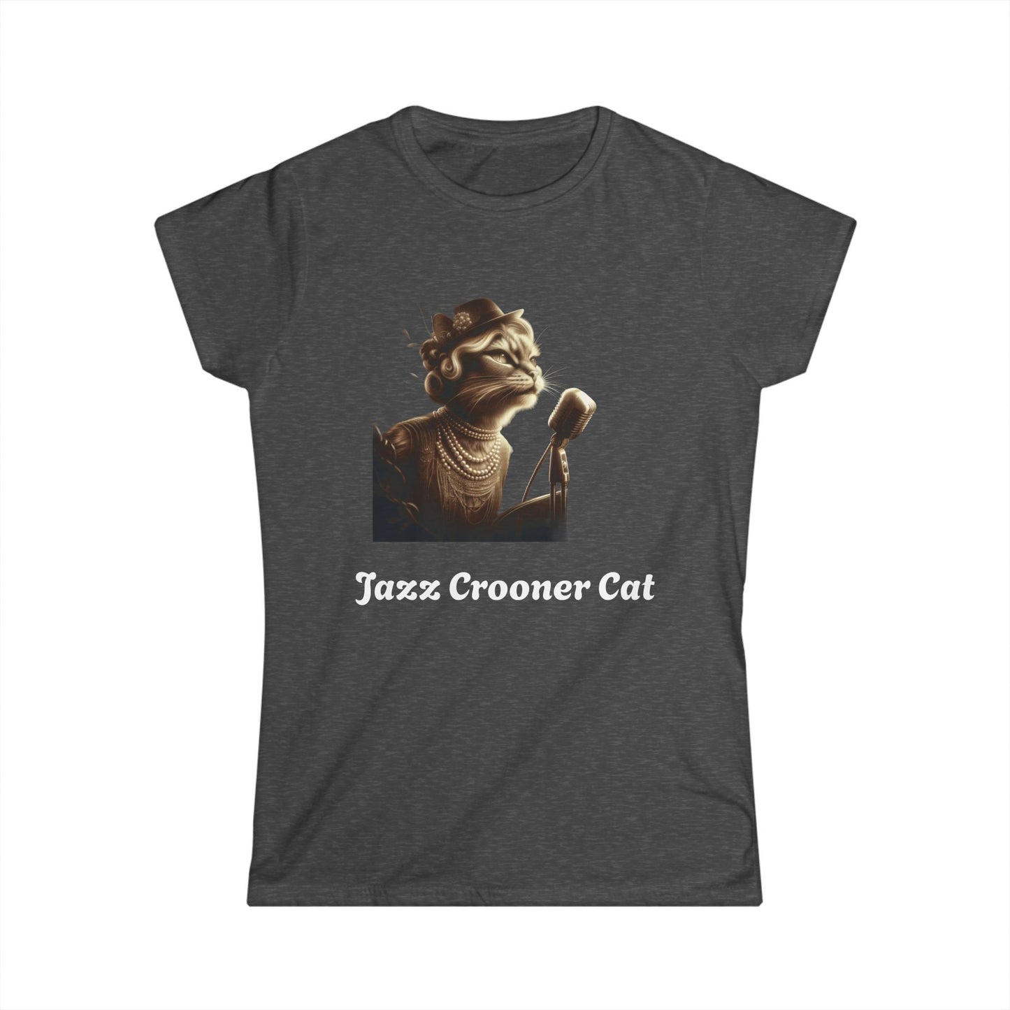 Jazz Crooner Cat Women's Softstyle Tee