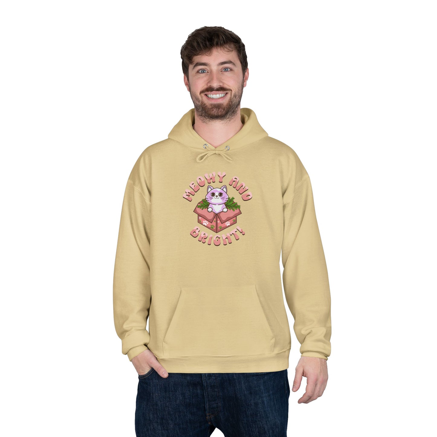 Meowy and Bright Eco-Friendly Pullover Hoodie - Cute Cat Design
