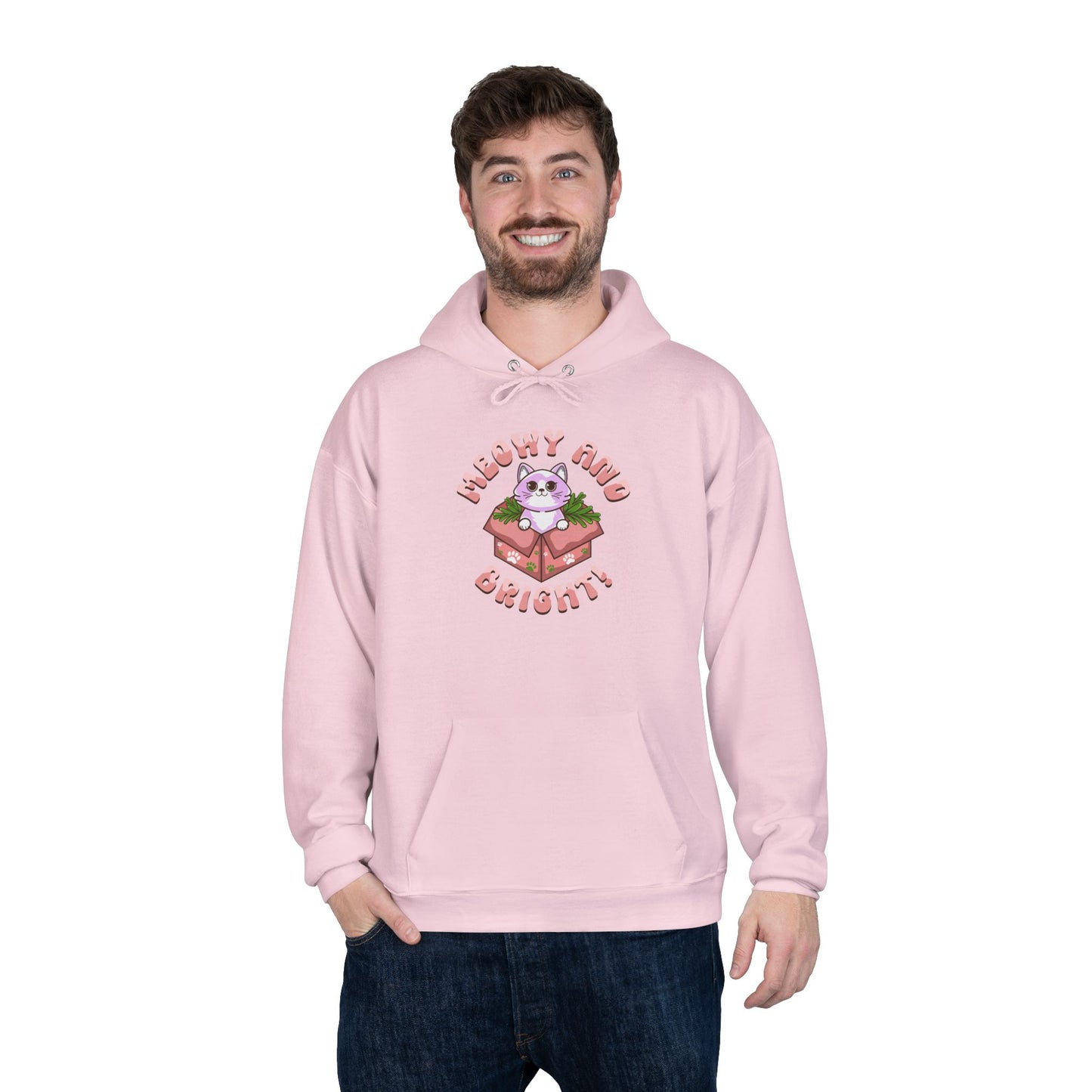 Meowy and Bright Eco-Friendly Pullover Hoodie - Cute Cat Design
