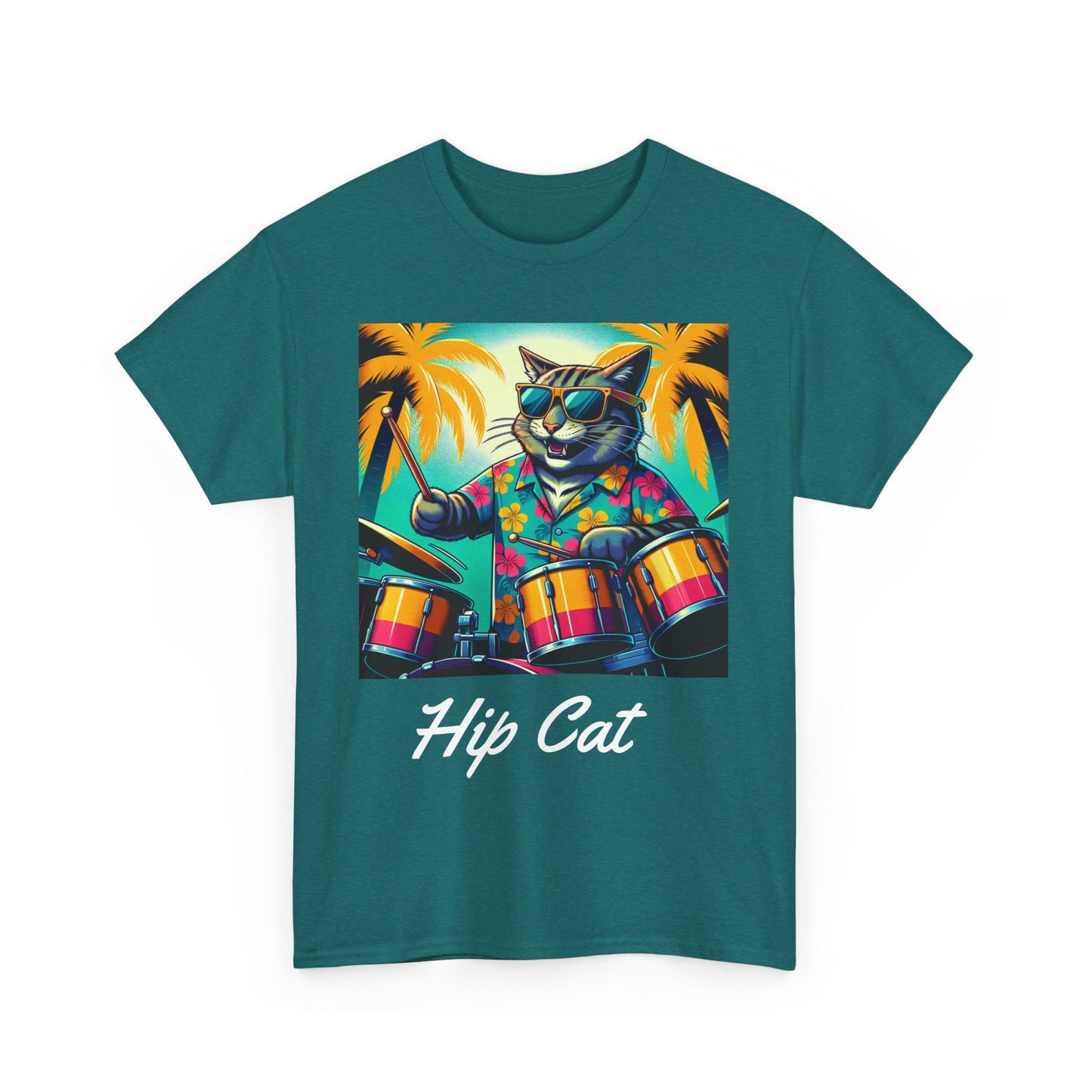 Hip Drummer Cat T-Shirt - Funny Music Lover Tee