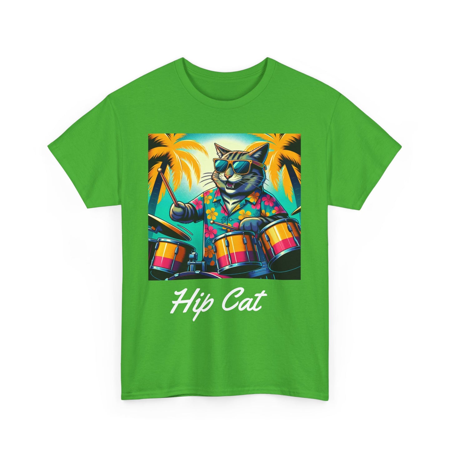 Hip Drummer Cat T-Shirt - Funny Music Lover Tee