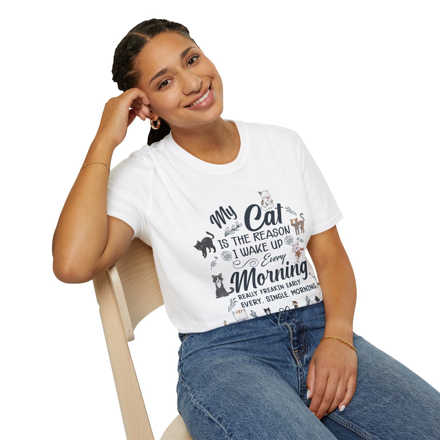Morning Cat Shirt - Unisex Softstyle T-Shirt