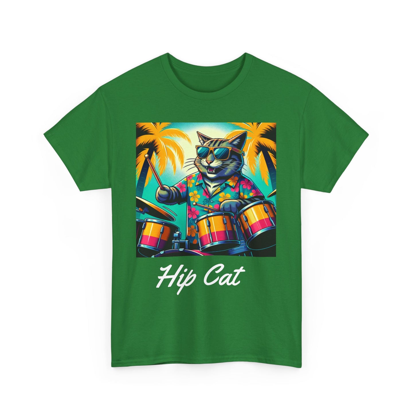 Hip Drummer Cat T-Shirt - Funny Music Lover Tee