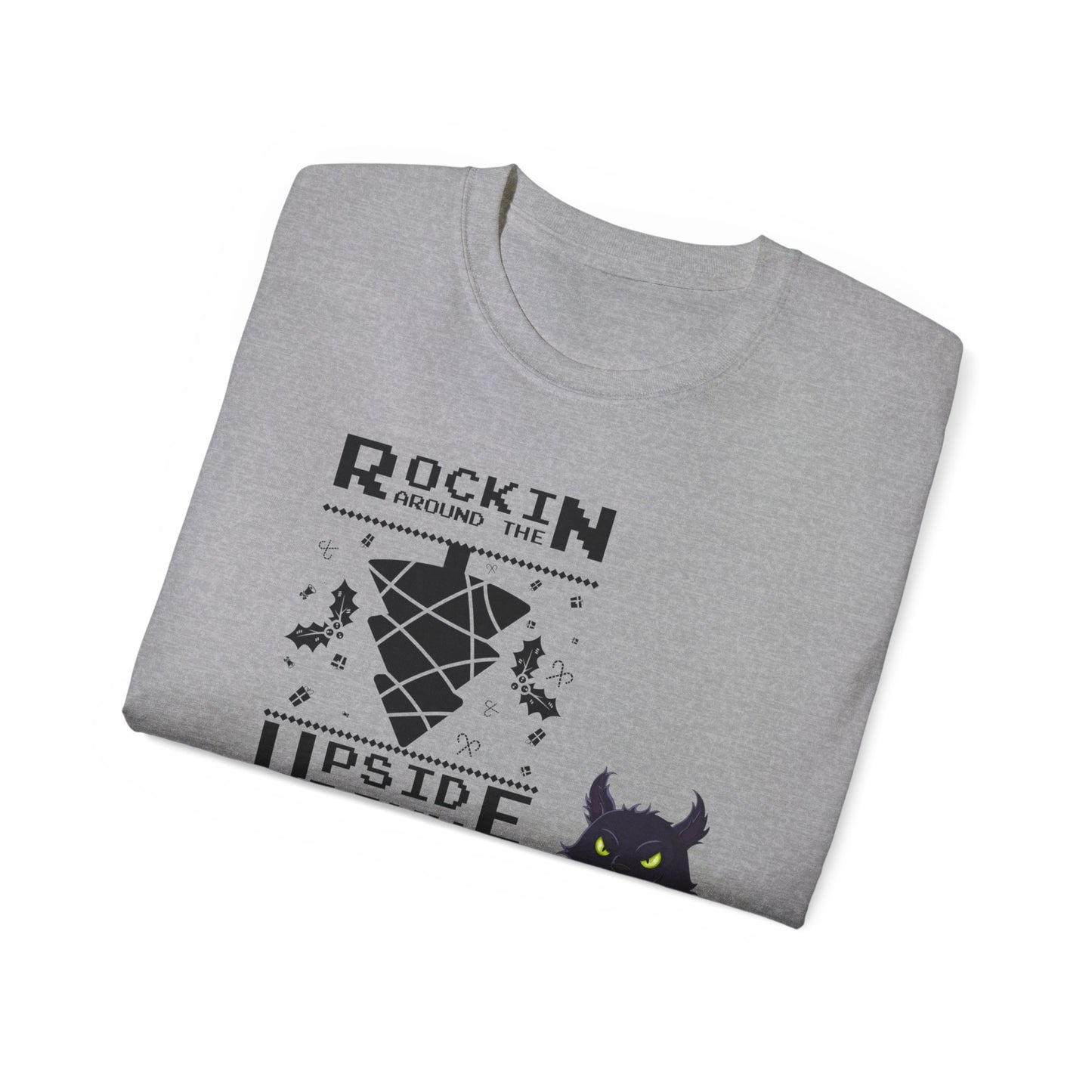 Cat Unisex Tee - Rockin Around the Upside Down Tree Design