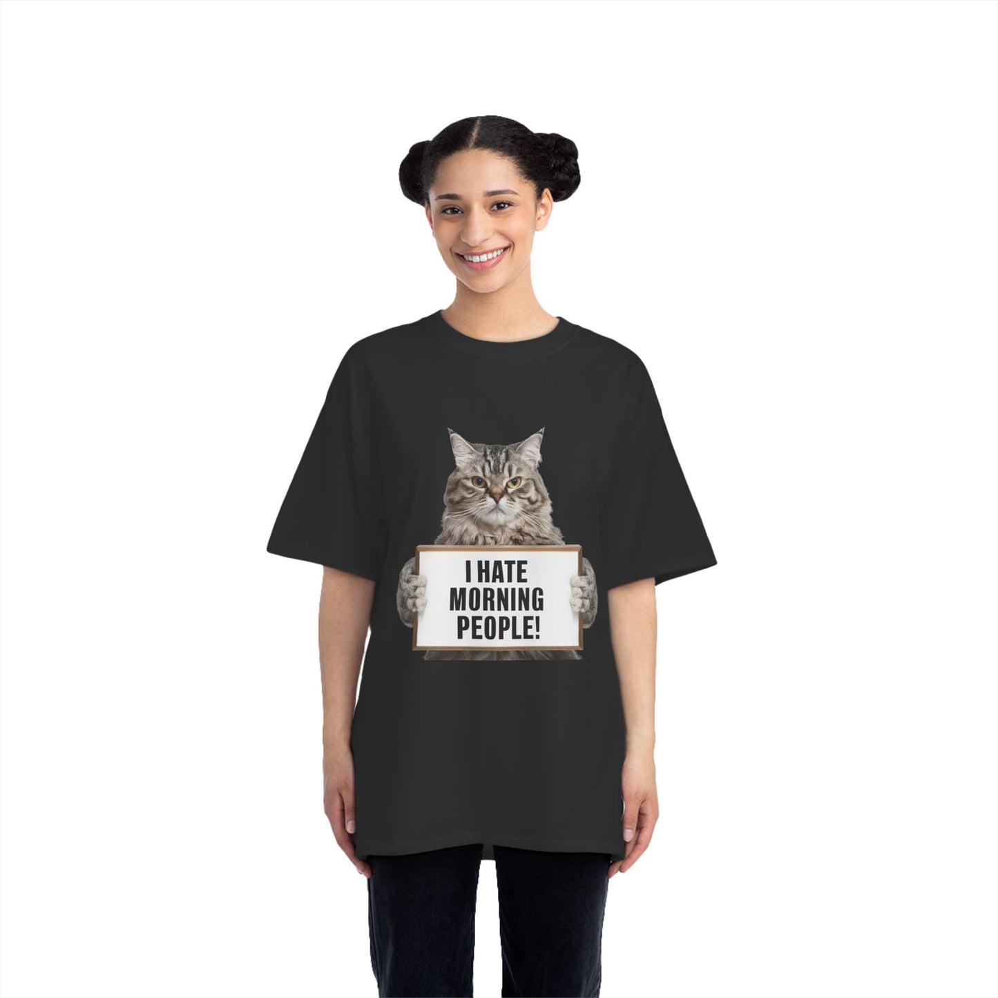 Funny Cat T-Shirt - "I Hate Morning People!"
