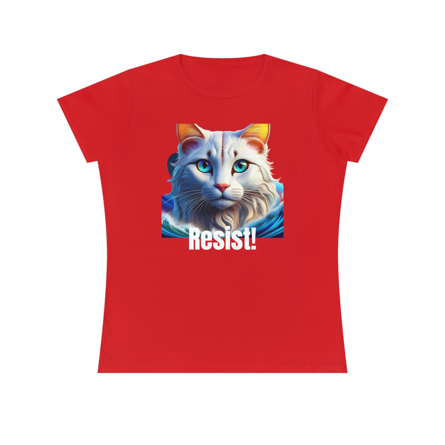 Ladies' White Cat Resist Cotton T-Shirt