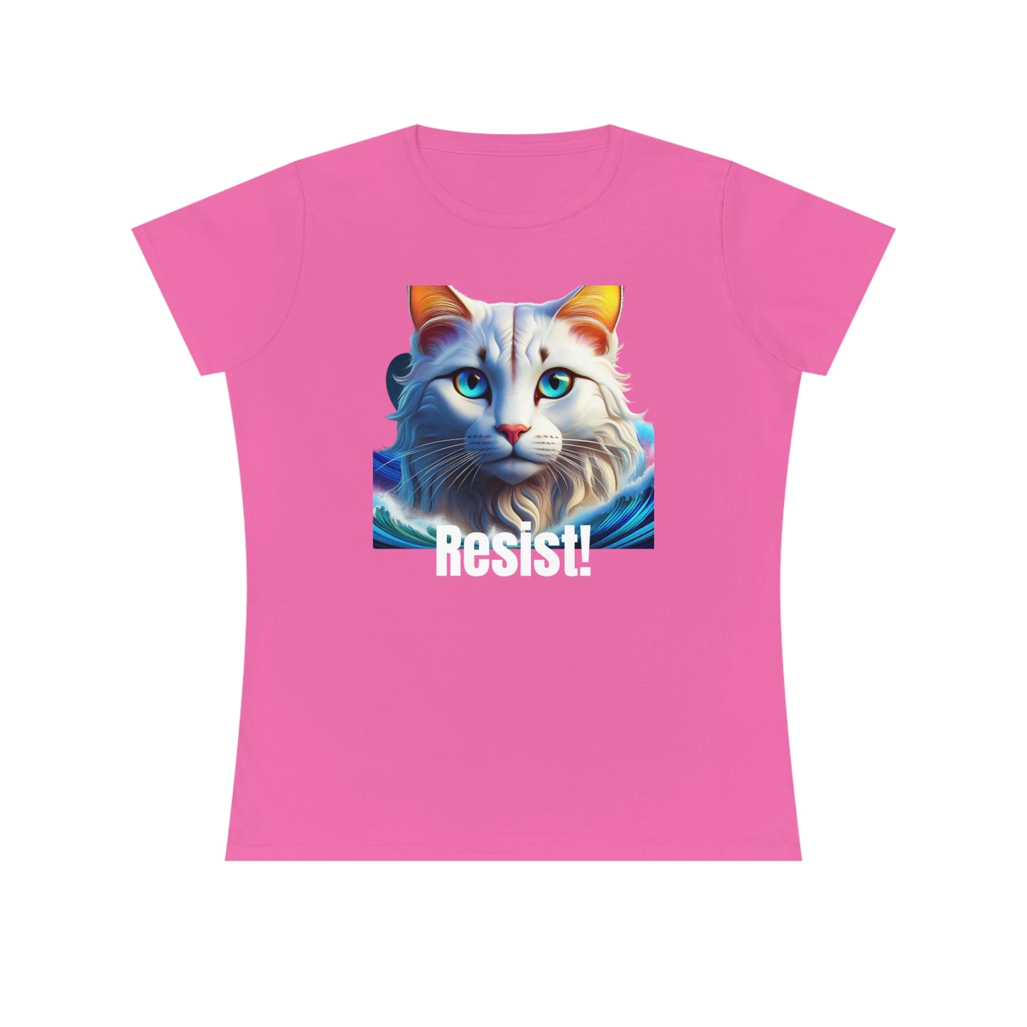 Ladies' White Cat Resist Cotton T-Shirt