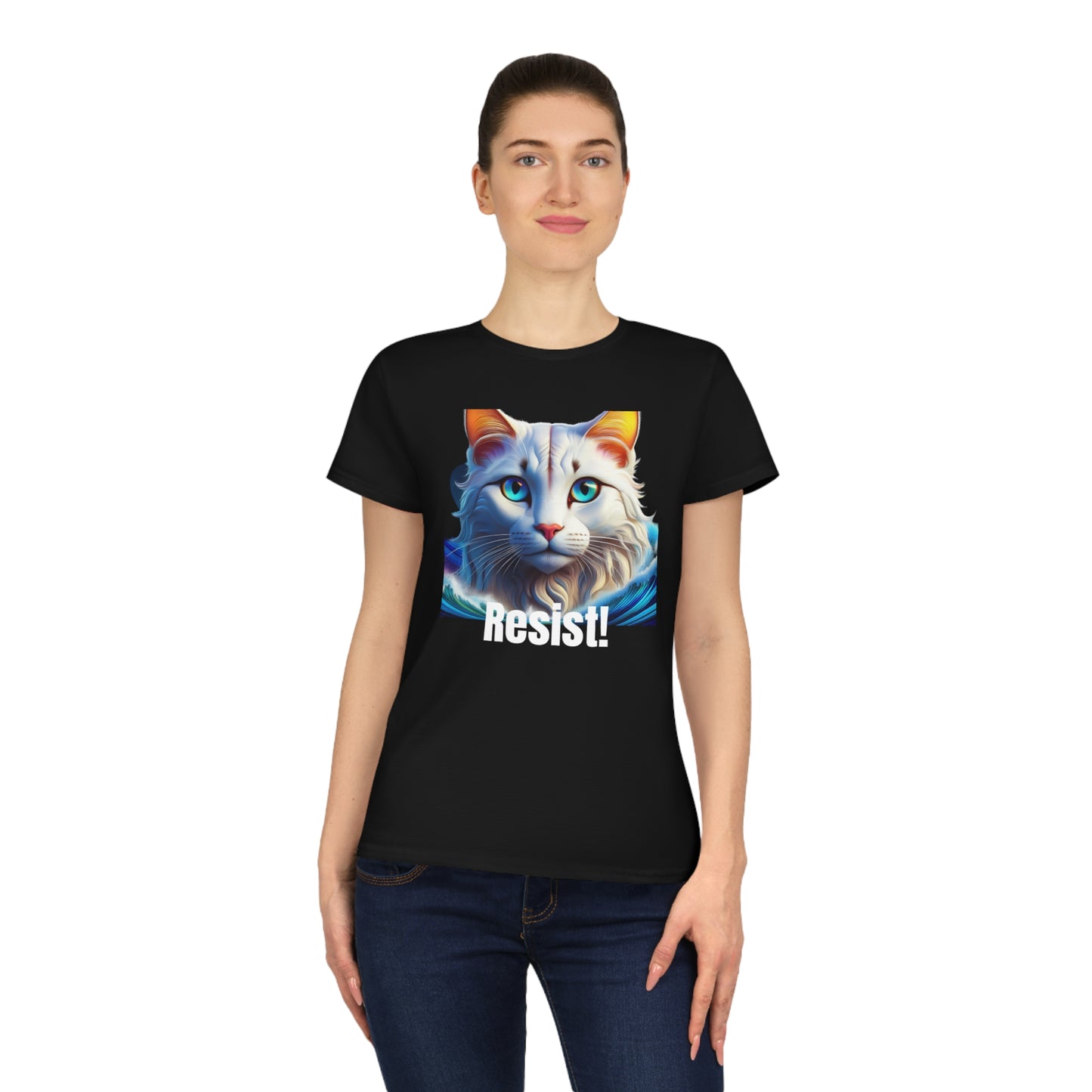 Ladies' White Cat Resist Cotton T-Shirt