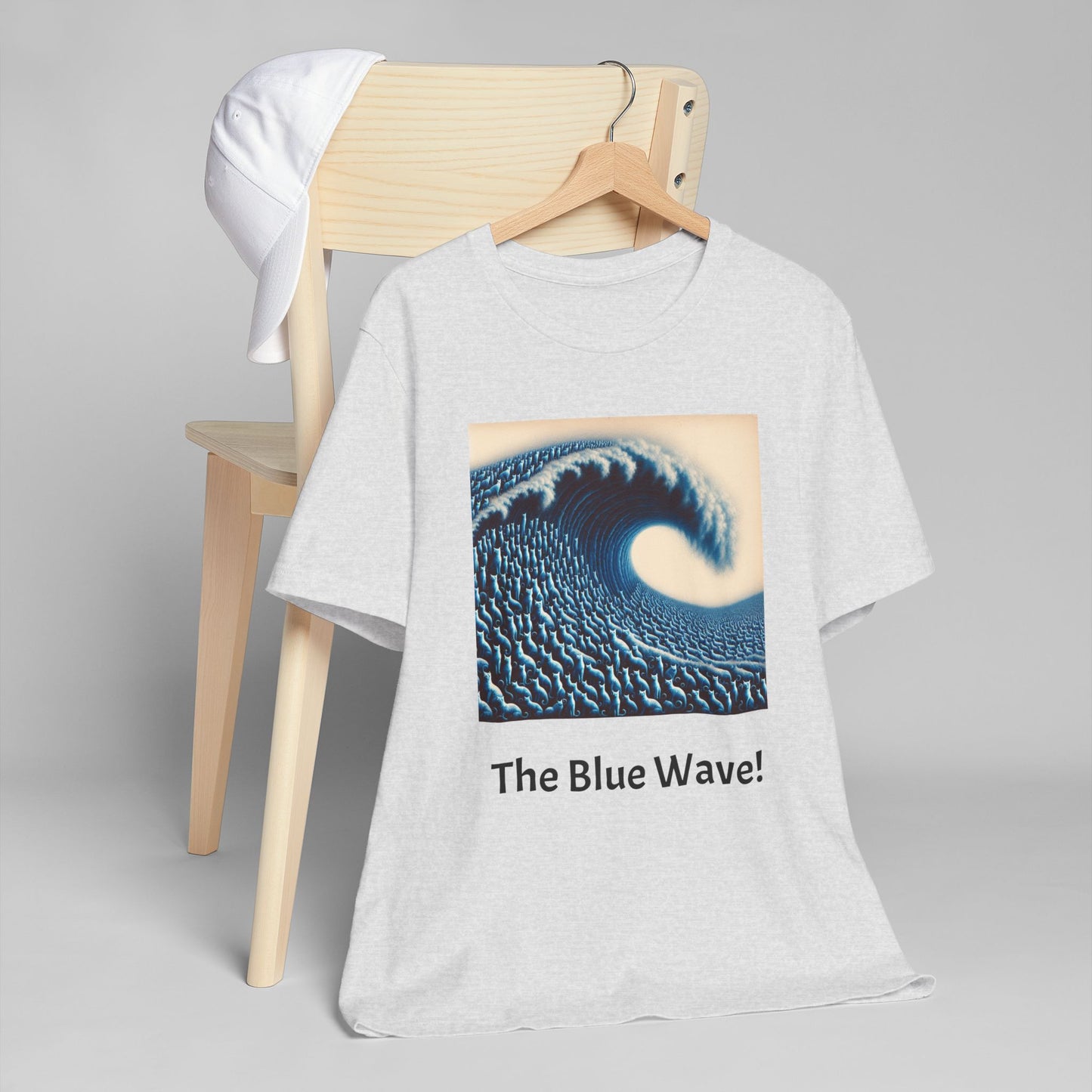 Blue Wave With Cats T-Shirt