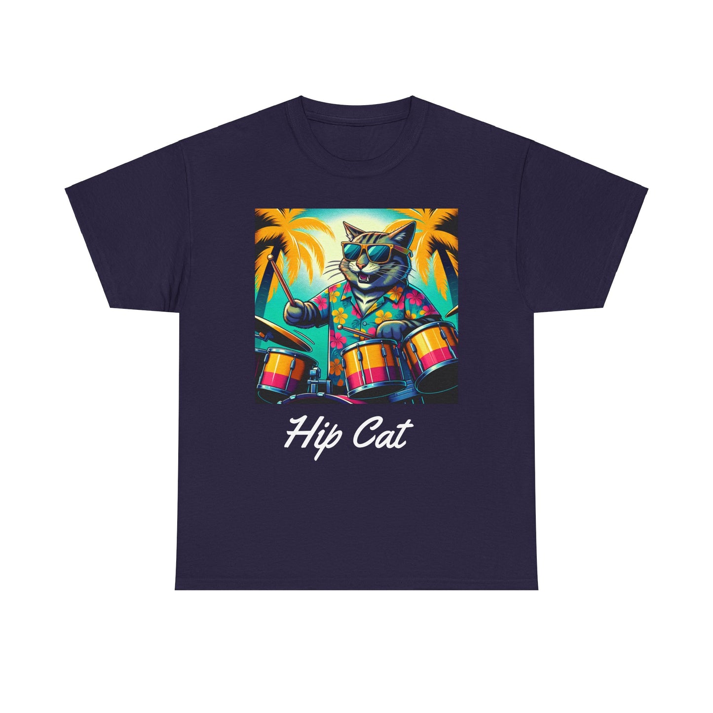 Hip Drummer Cat T-Shirt - Funny Music Lover Tee