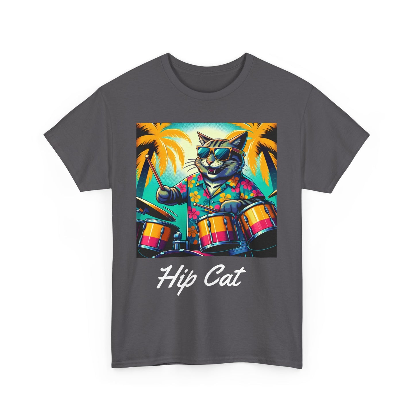 Hip Drummer Cat T-Shirt - Funny Music Lover Tee