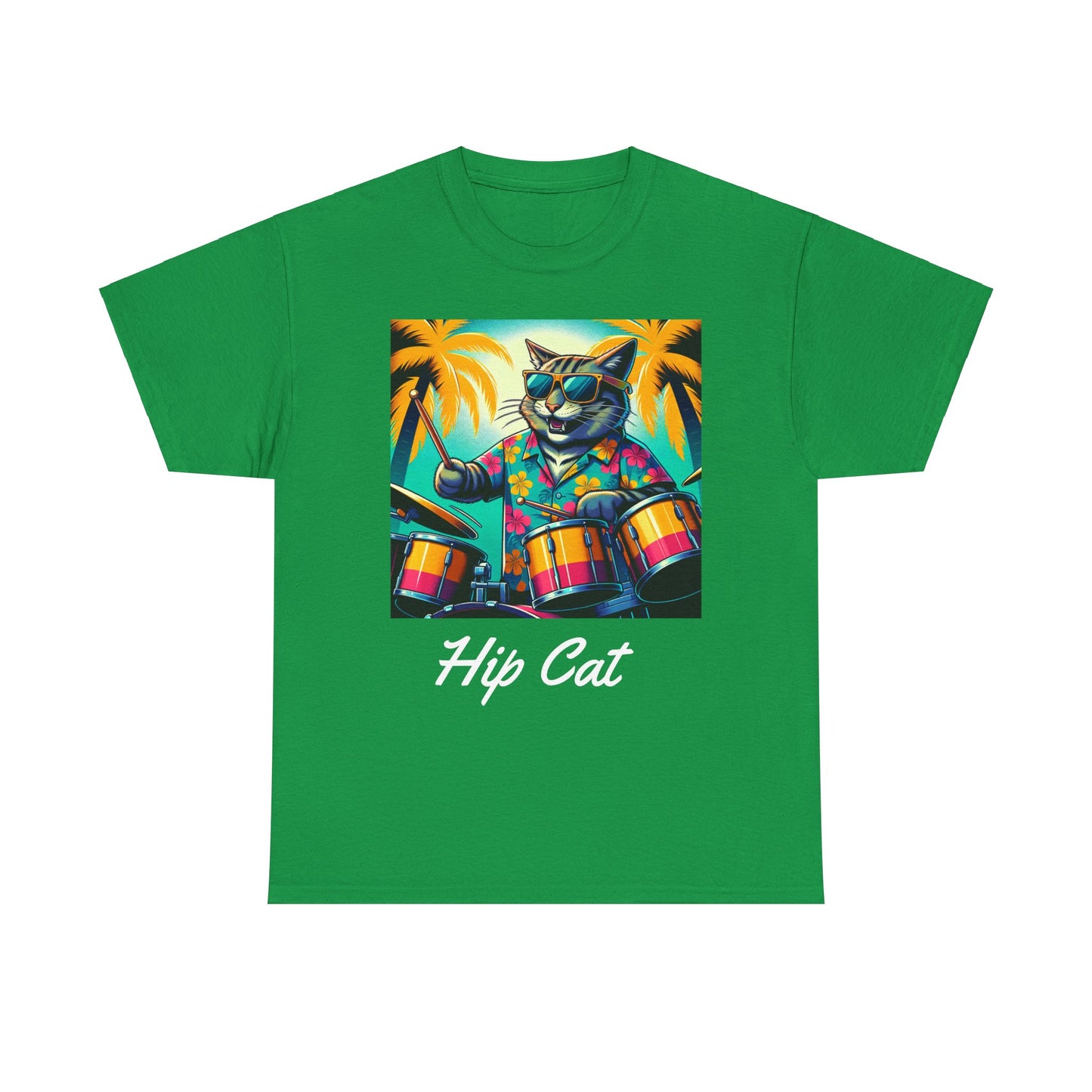 Hip Drummer Cat T-Shirt - Funny Music Lover Tee