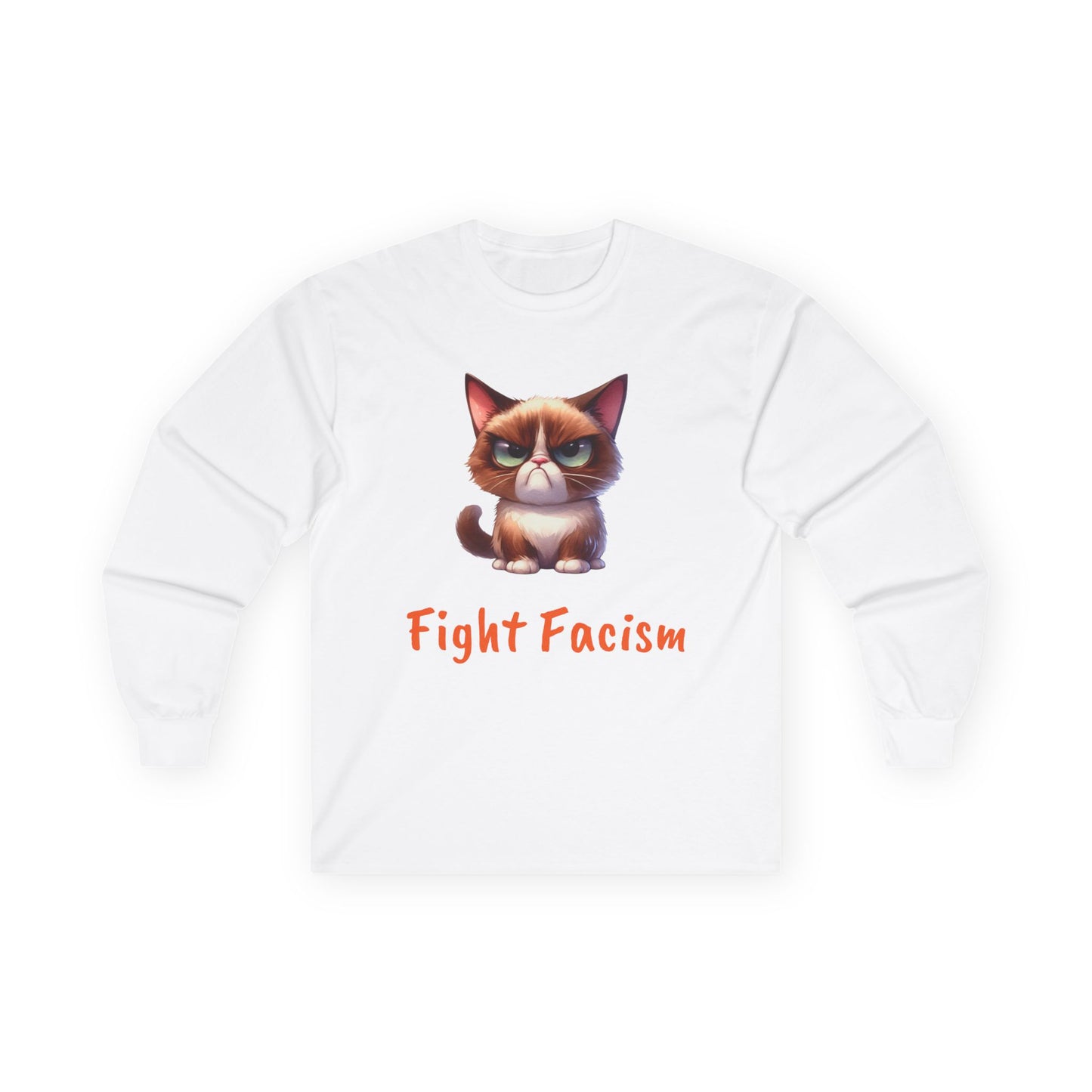 Grumpy Cat Fight Fascism Long Sleeve Tee