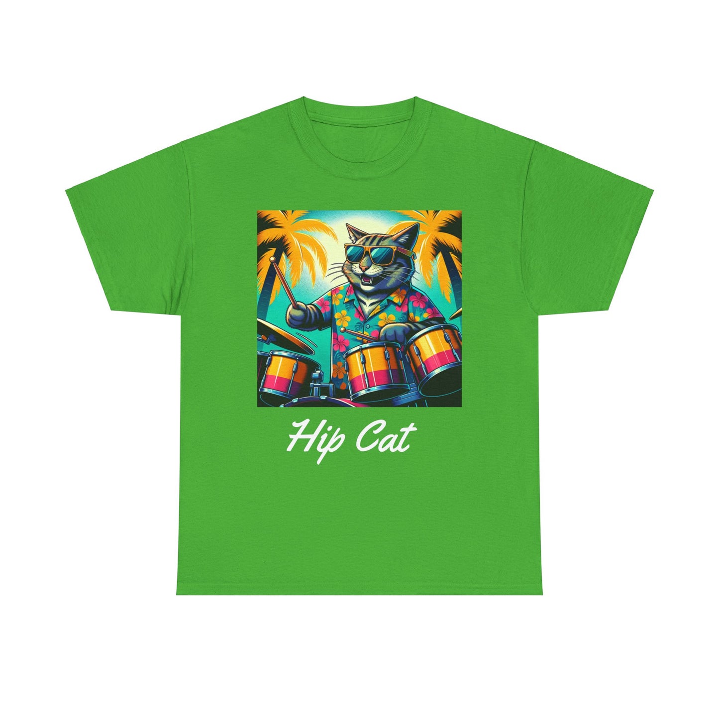Hip Drummer Cat T-Shirt - Funny Music Lover Tee