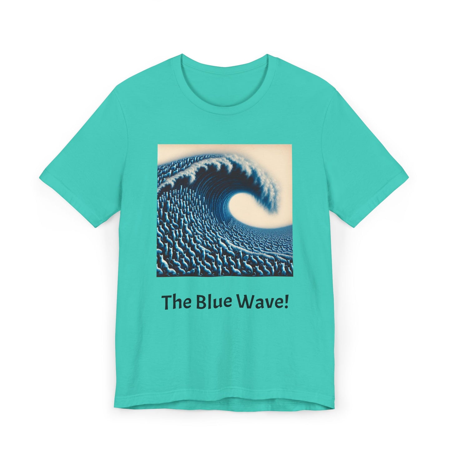 Blue Wave With Cats T-Shirt