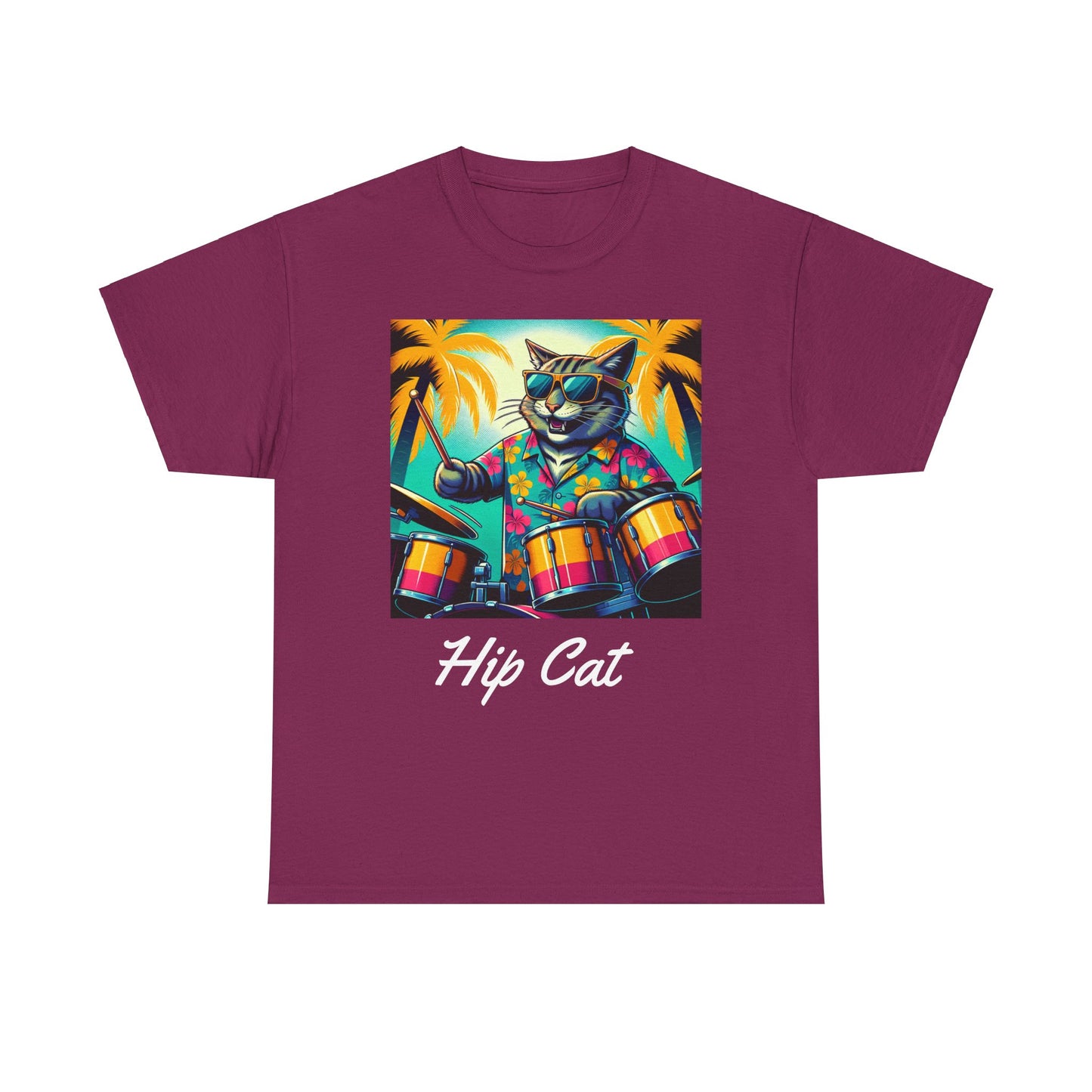 Hip Drummer Cat T-Shirt - Funny Music Lover Tee
