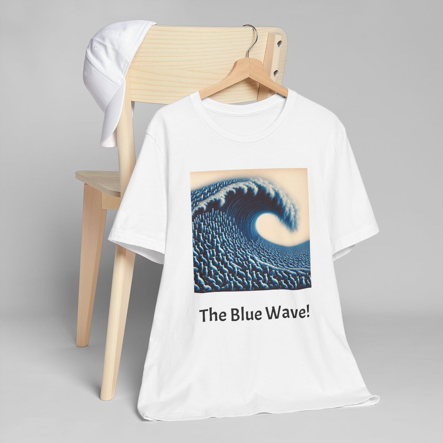 Blue Wave With Cats T-Shirt