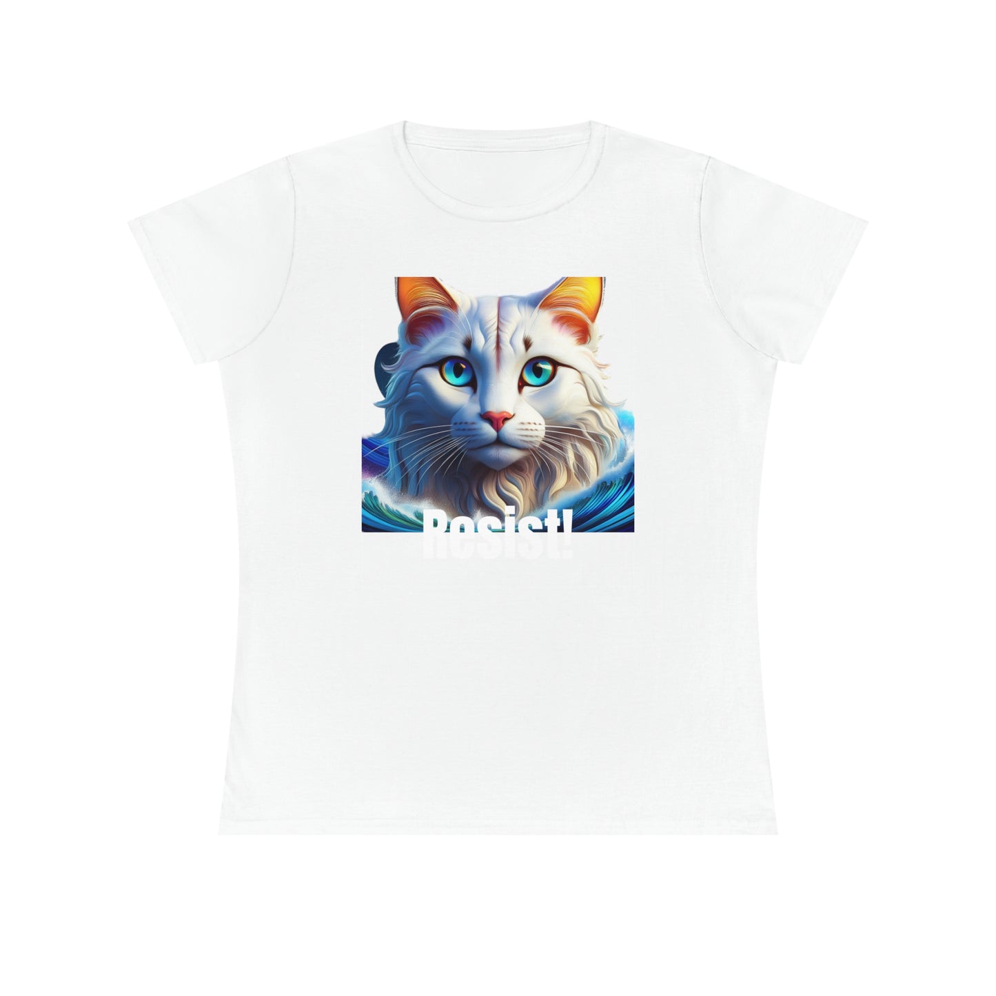 Ladies' White Cat Resist Cotton T-Shirt