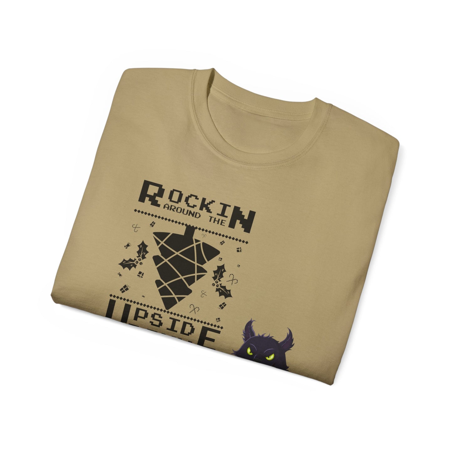 Cat Unisex Tee - Rockin Around the Upside Down Tree Design