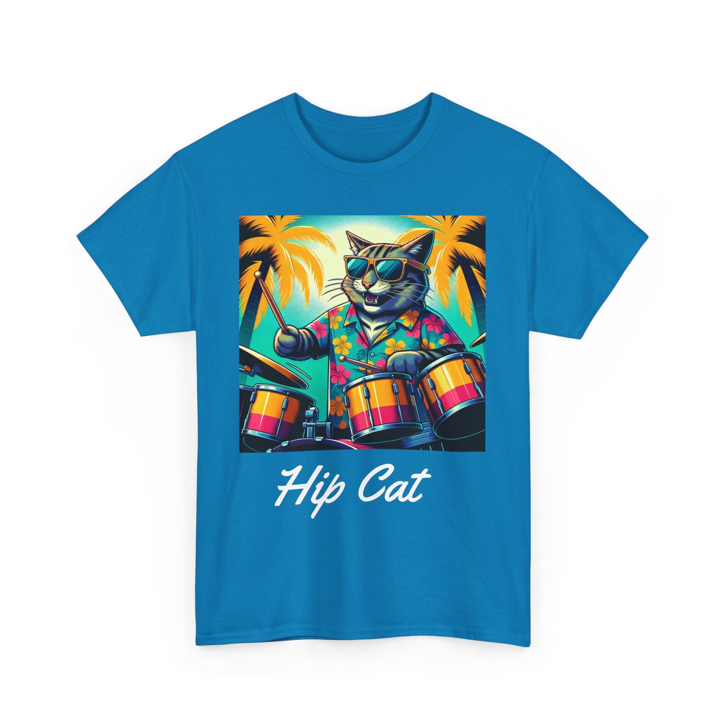 Hip Drummer Cat T-Shirt - Funny Music Lover Tee