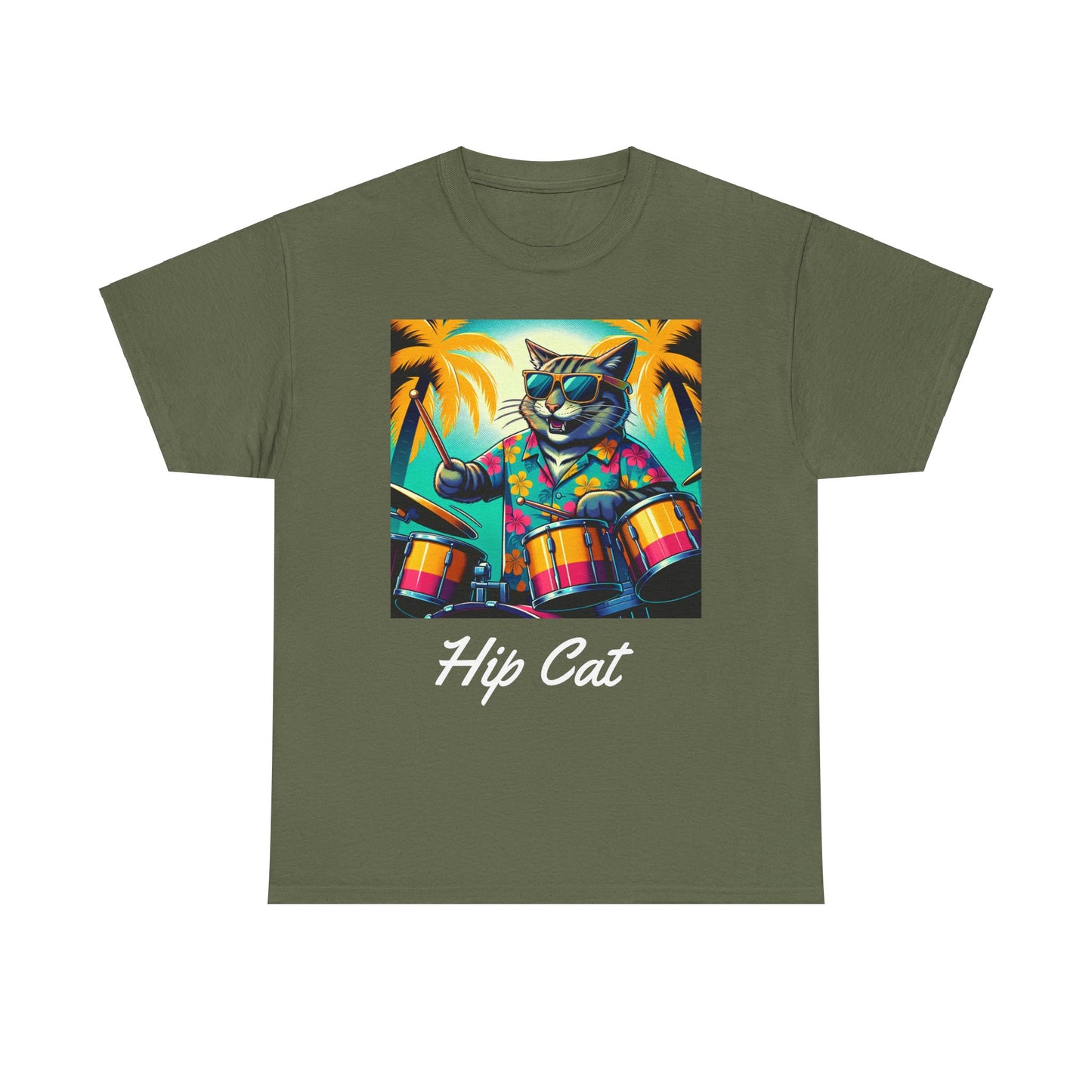 Hip Drummer Cat T-Shirt - Funny Music Lover Tee