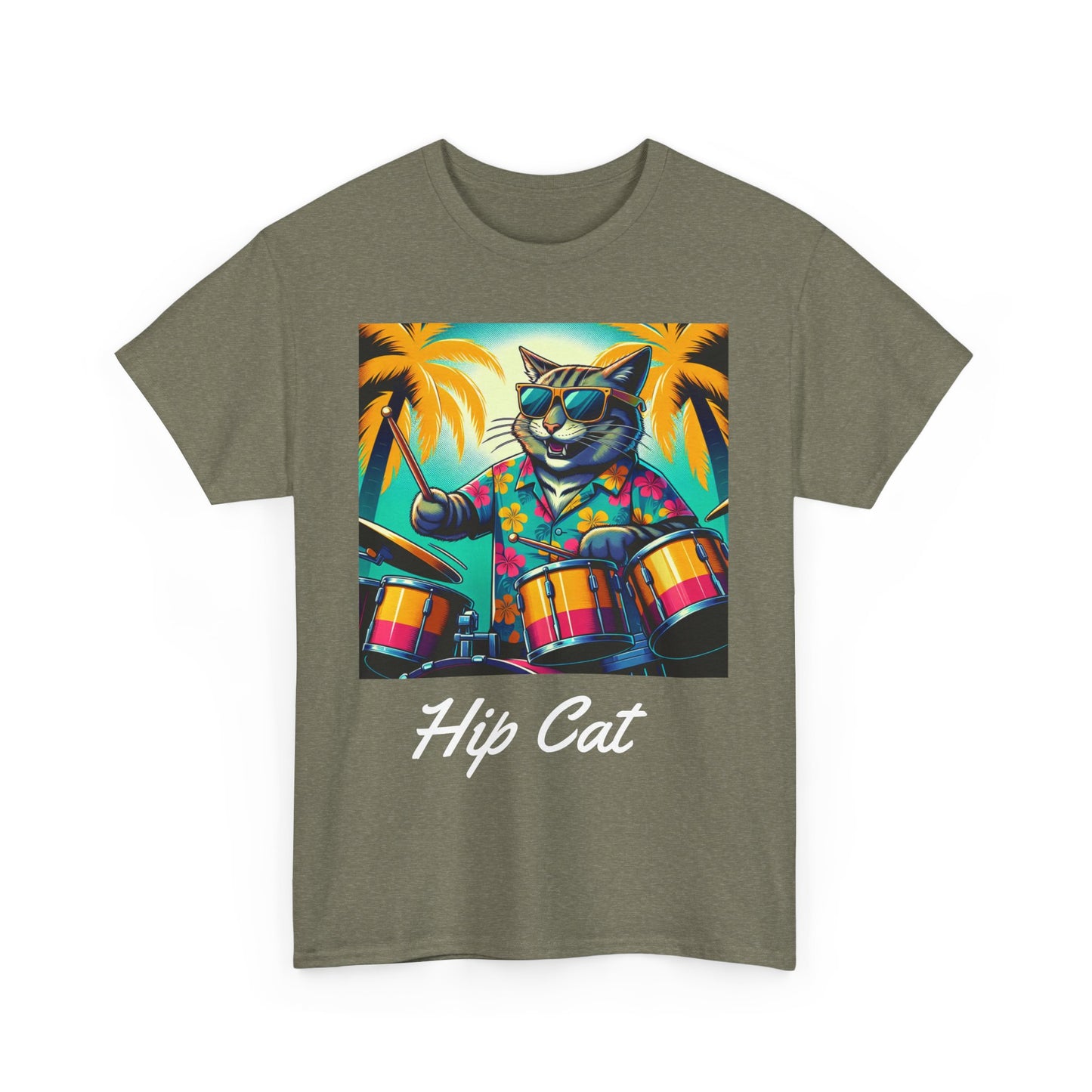 Hip Drummer Cat T-Shirt - Funny Music Lover Tee