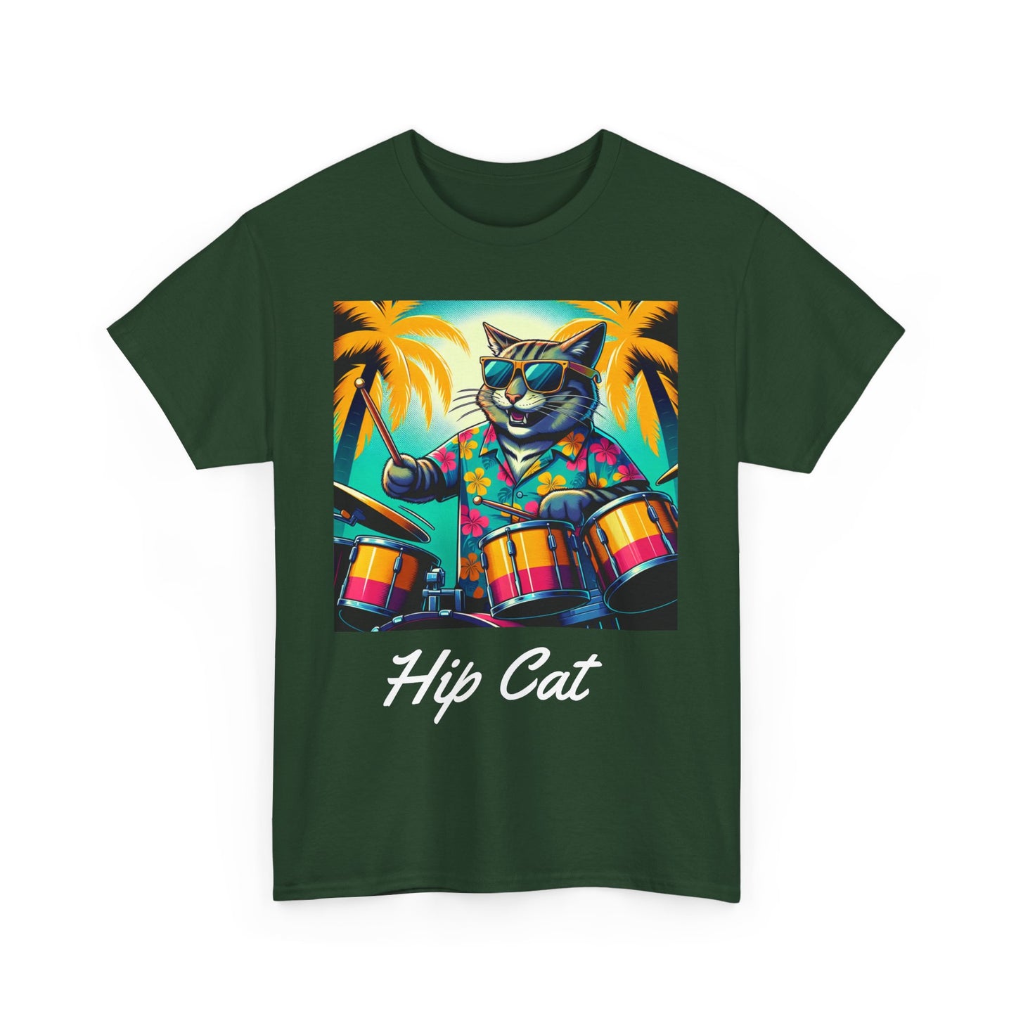 Hip Drummer Cat T-Shirt - Funny Music Lover Tee