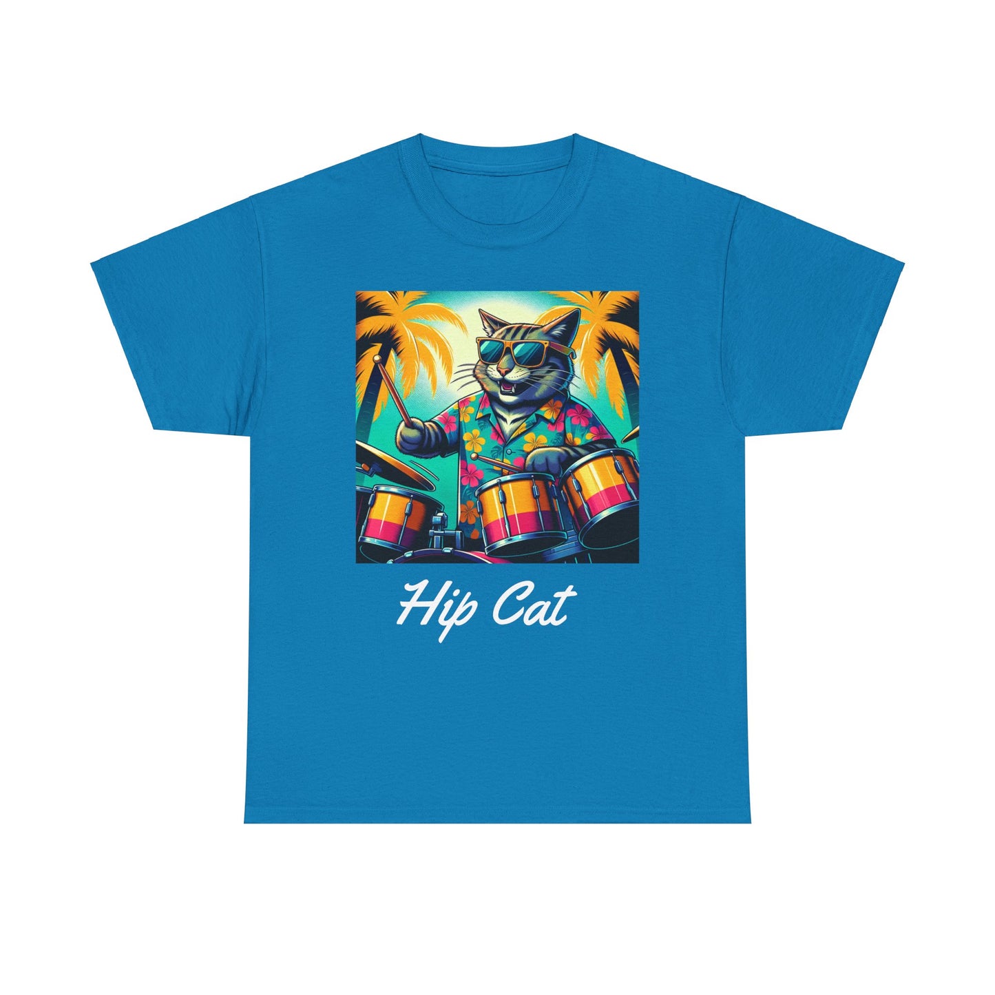 Hip Drummer Cat T-Shirt - Funny Music Lover Tee