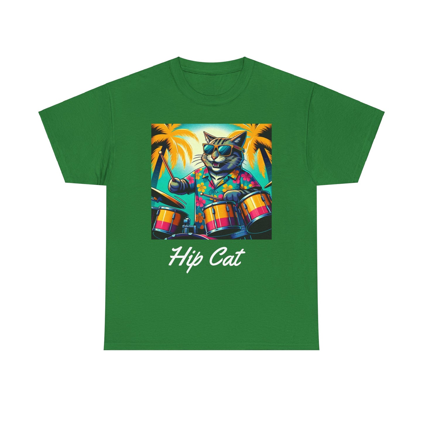 Hip Drummer Cat T-Shirt - Funny Music Lover Tee
