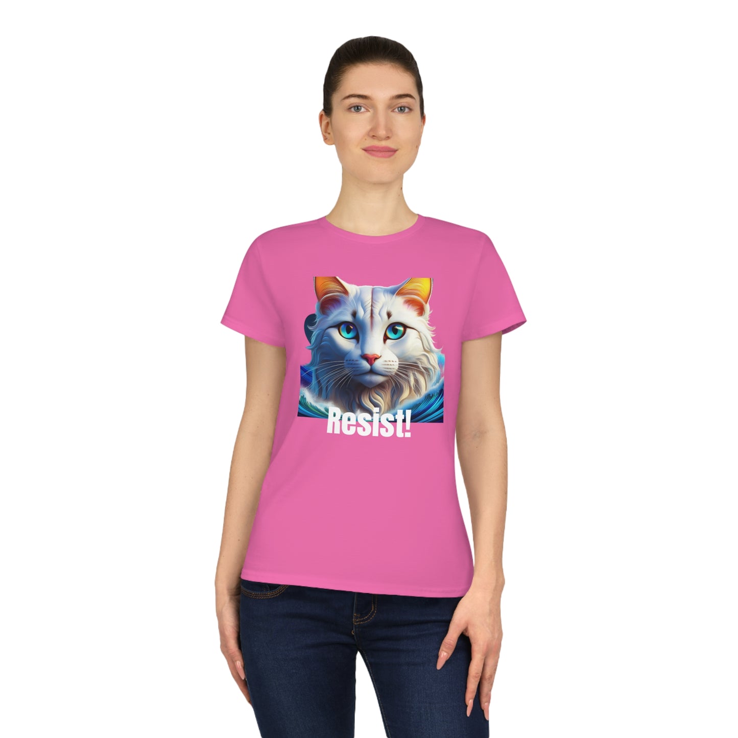 Ladies' White Cat Resist Cotton T-Shirt