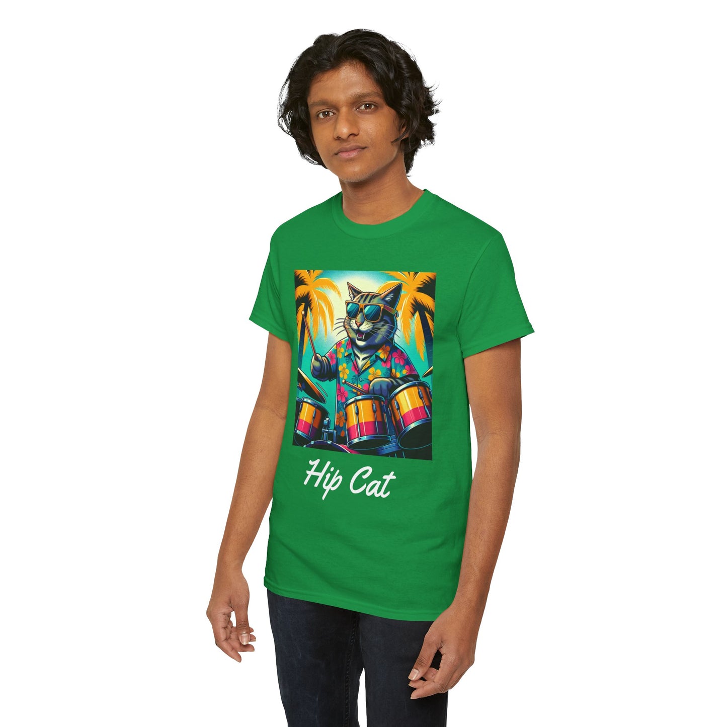 Hip Drummer Cat T-Shirt - Funny Music Lover Tee