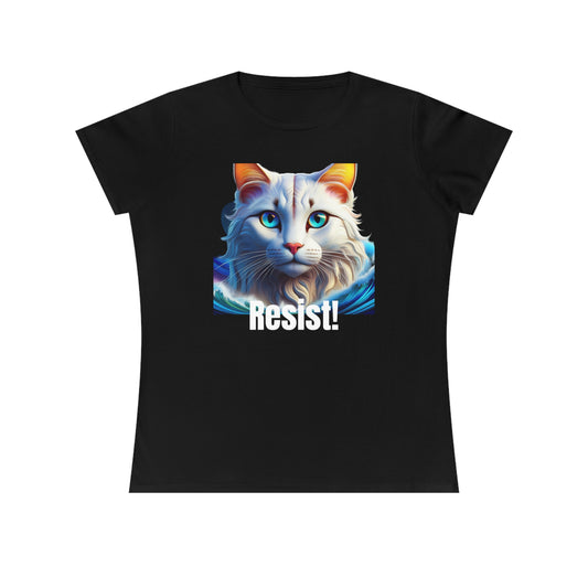 Ladies' White Cat Resist Cotton T-Shirt