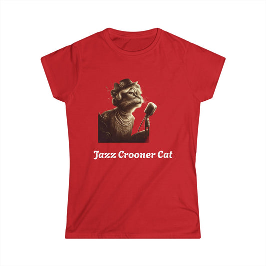 Jazz Crooner Cat Women's Softstyle Tee