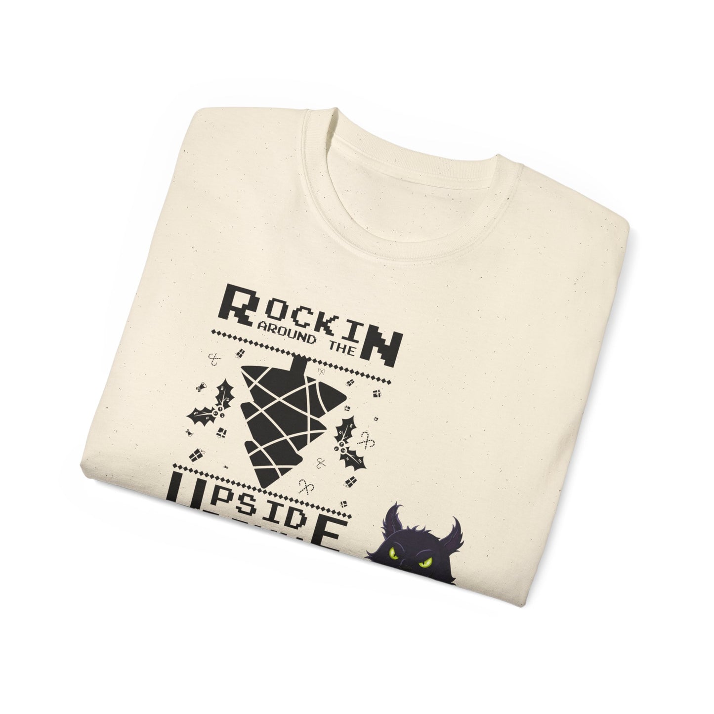 Cat Unisex Tee - Rockin Around the Upside Down Tree Design