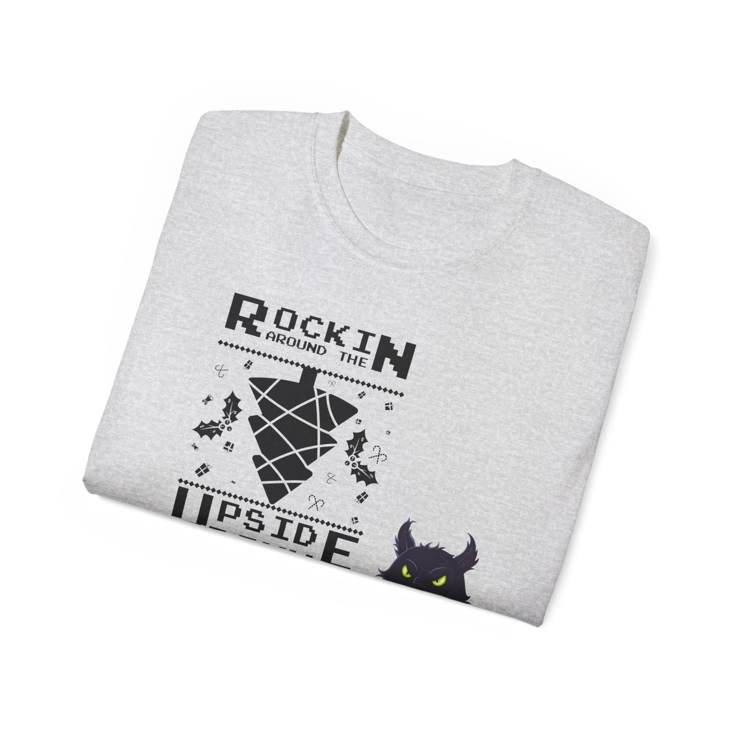 Cat Unisex Tee - Rockin Around the Upside Down Tree Design