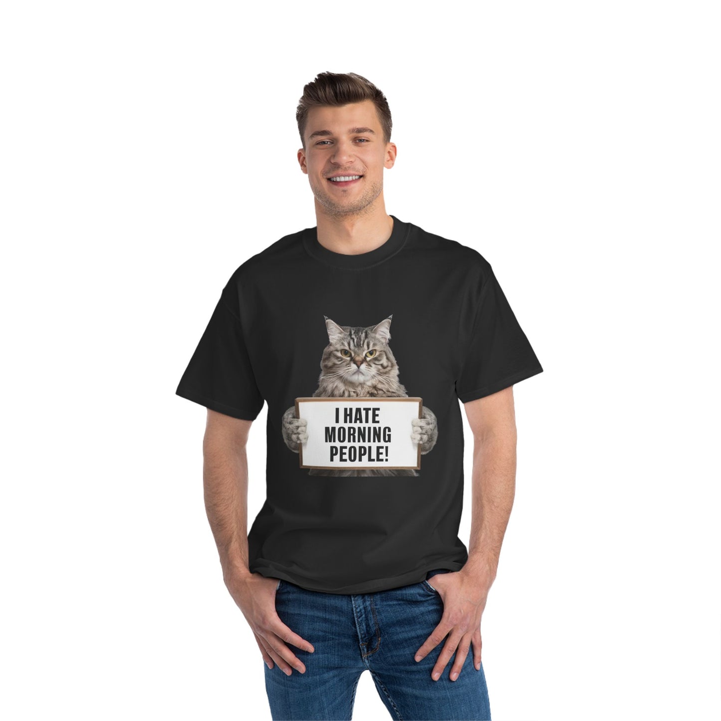 Funny Cat T-Shirt - "I Hate Morning People!"